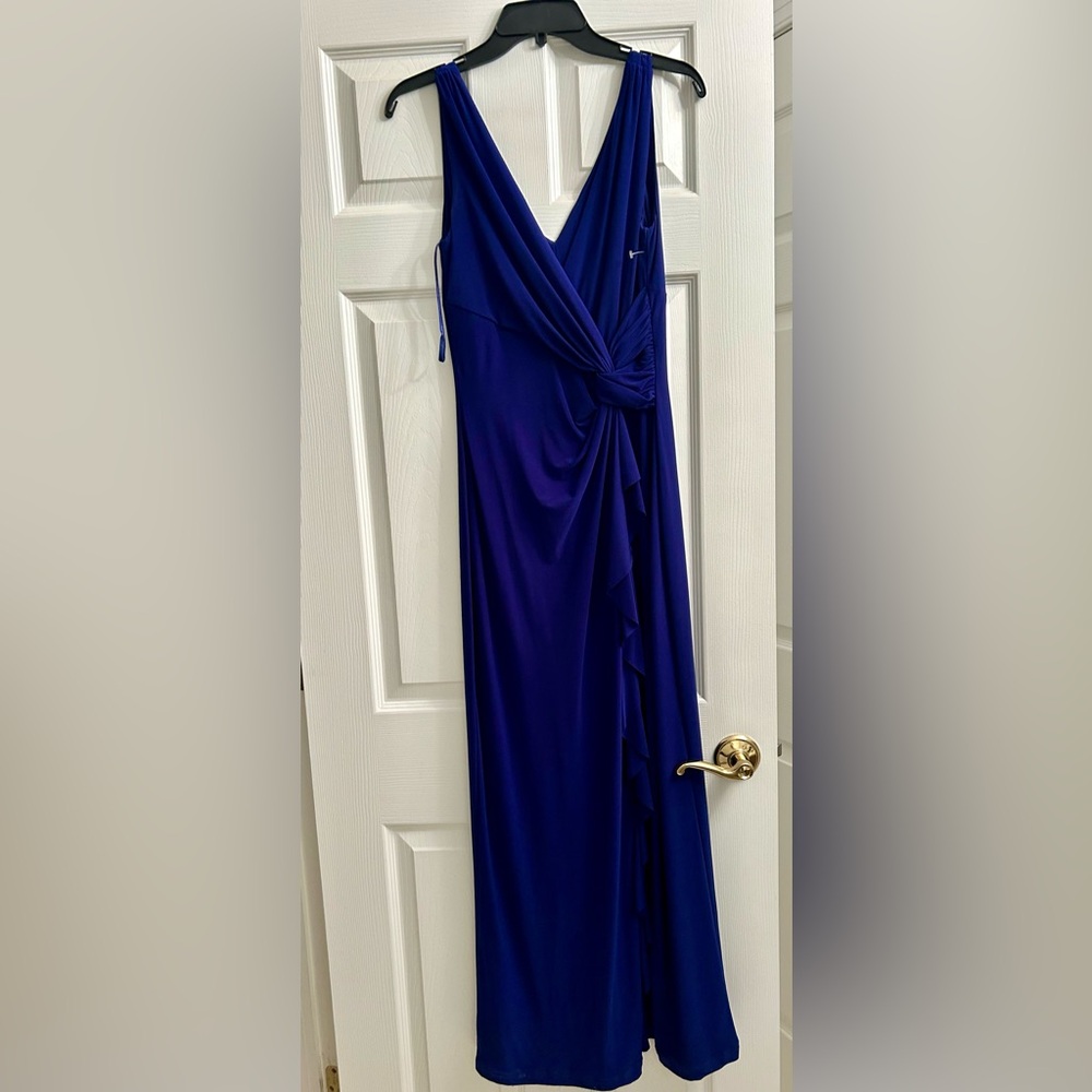 Ralph Lauren Blue Ruched Evening Gown